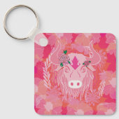 stier, bloem, blauw, mandala, zen, chakra sleutelhanger (Voorkant)