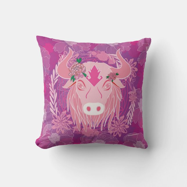 Stier bloem van het leven kussen (Voorkant)