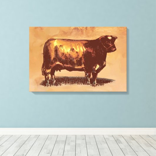  stier canvas afdruk (Insitu (Houten vloer))