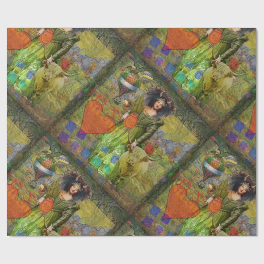  Stier Classic Vrouw Portret Gotische Kunst Cadeaupapier (Vlak)