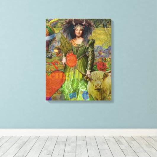 Stier Classic Vrouw Portret Gotische Kunst Canvas Afdruk (Insitu (Houten vloer))