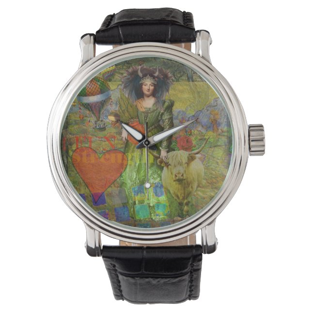  Stier Classic Vrouw Portret Gotische Kunst Horloge (Voorkant)