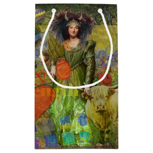  Stier Classic Vrouw Portret Gotische Kunst Klein Cadeauzakje (Achterkant)