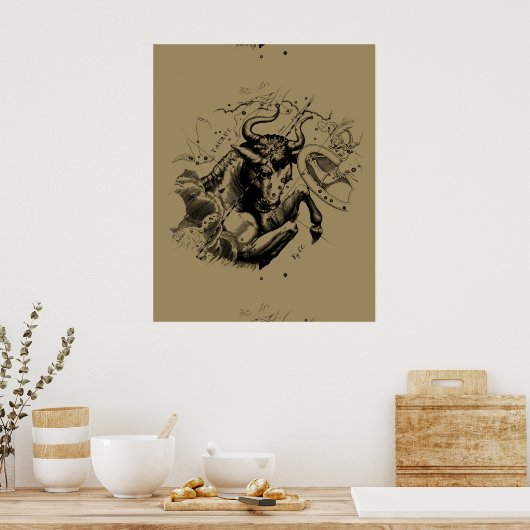 Stier Constellatie Hevelius 1690 Gravure Poster (Keuken)