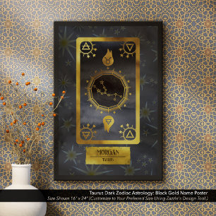 Stier Dark Zodiac Astrology: Black Gold Naam Poster