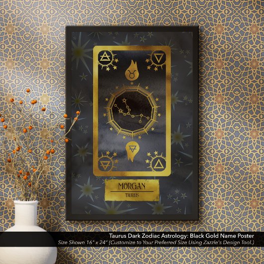 Stier Dark Zodiac Astrology: Black Gold Naam Poster
