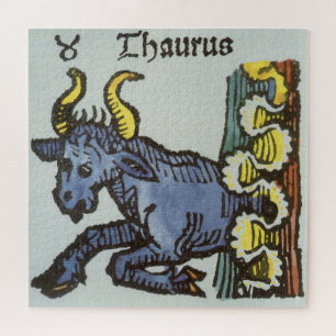 Stier de Os, Vintage Tekens van de Dierenriem Legpuzzel