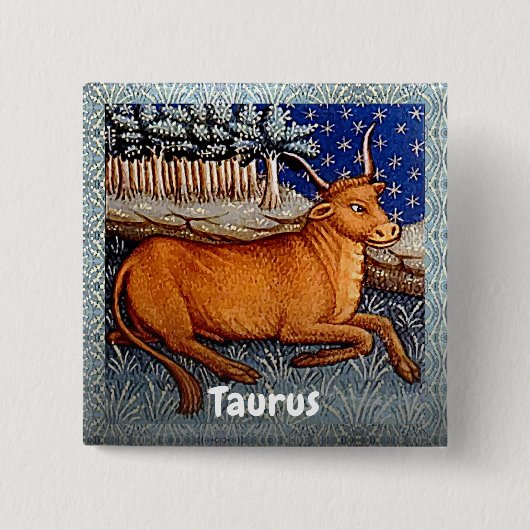 Stier de stier sterrenbeeld Verjaardagsfeest Vierkante Button 5,1 Cm (Voorkant)