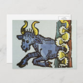 Stier de stier,  tekenen van de dierenriem briefkaart (Voorkant / Achterkant)