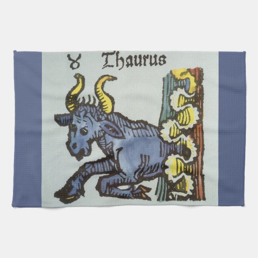 Stier de stier,  tekenen van de dierenriem theedoek (Horizontaal)