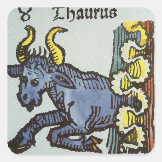 Stier de Stier, Vintage Tekens van de Dierenriem Vierkante Sticker (Voorkant)