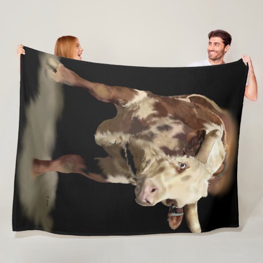 Stier die bokt in rodeo fleece deken (In situ)