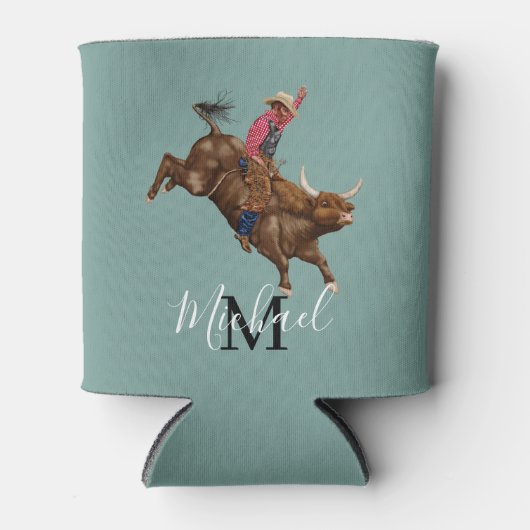  stier die een cowboy gebruikt blikjeskoeler (Voorkant)