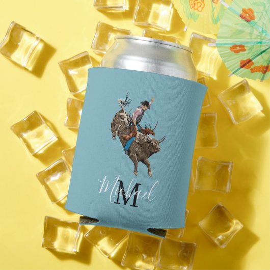 stier die een cowboy gebruikt blikjeskoeler (Insitu Zomer)