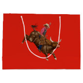 stier die een cowboy gebruikt groot cadeauzakje (Achterkant)