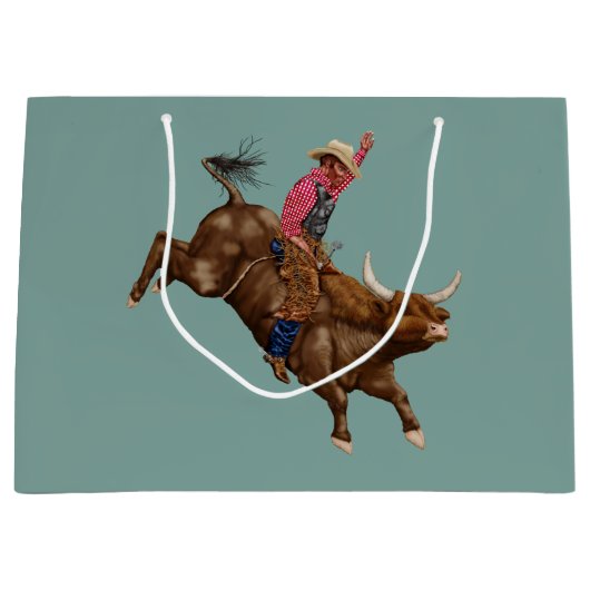  stier die een cowboy gebruikt groot cadeauzakje (Voorkant)