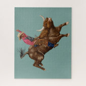  stier die een cowboy gebruikt legpuzzel (Verticaal)