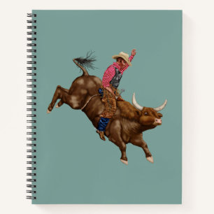 stier die een cowboy gebruikt notitieboek