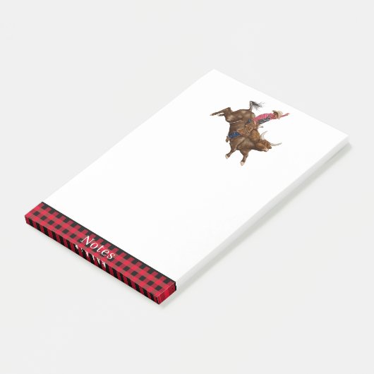  stier die een cowboy gebruikt post-it® notes (Schuin)