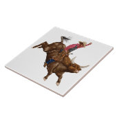  stier die een cowboy gebruikt tegeltje (Zijkant)