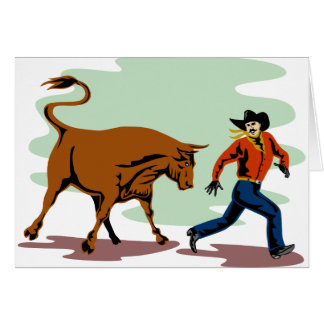 stier die rodeo cowboy achtervolgt