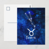 Stier Dierenriem Sterrenbeeld Blauwe Sterrenstelse Briefkaart (Voorkant / Achterkant)