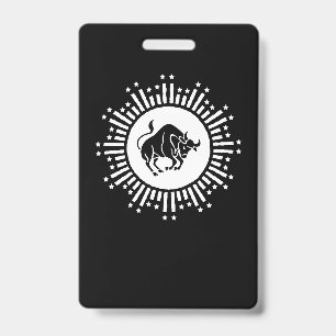 Stier Dierenriemsymbool met Hemelse Sterrenexplosi Badge