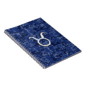 Stier Dierenriemteken op marineblauwe digitale cam Notitieboek (Rechterzijde)