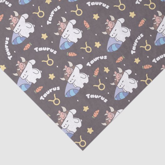 Stier dromen - Slaperig Zodiac Bunny Patroon Tissuepapier (Detail)