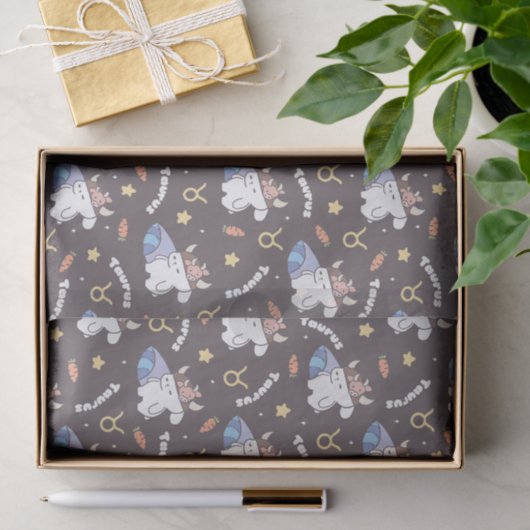 Stier dromen - Slaperig Zodiac Bunny Patroon Tissuepapier (Geschenk)