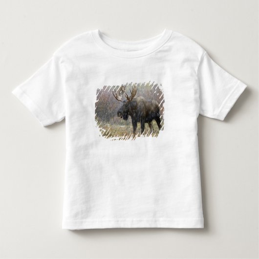 Stier eland in sneeuwstorm met espenbomen kinder shirts (Voorkant)
