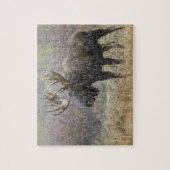 Stier eland in sneeuwstorm met espenbomen legpuzzel (Verticaal)