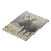 Stier eland in sneeuwstorm met espenbomen notitieblok (Linkerzijde)