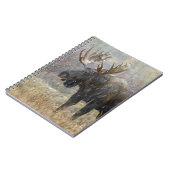 Stier eland in sneeuwstorm met espenbomen notitieboek (Linkerzijde)