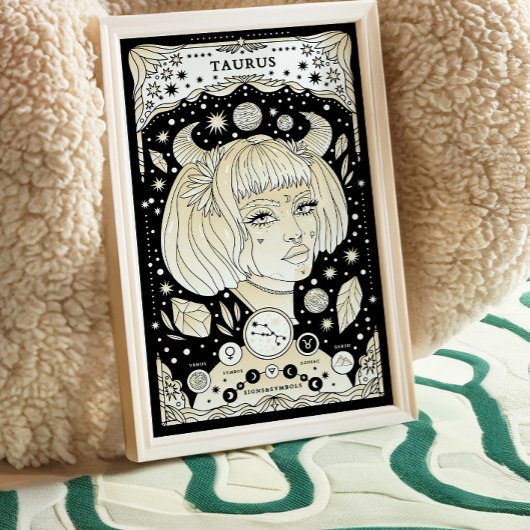 Stier Elegant en Grond - Zodiac Wall Art Poster