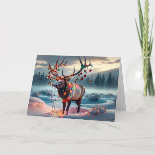 STIER ELK KERSTMIS - KERSTBOOM VERWOEST FEESTDAGEN KAART (Voorkant)