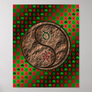 Stier en aarde tijger poster