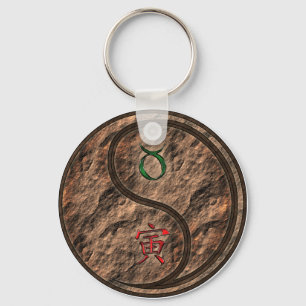 Stier en aarde tijger sleutelhanger