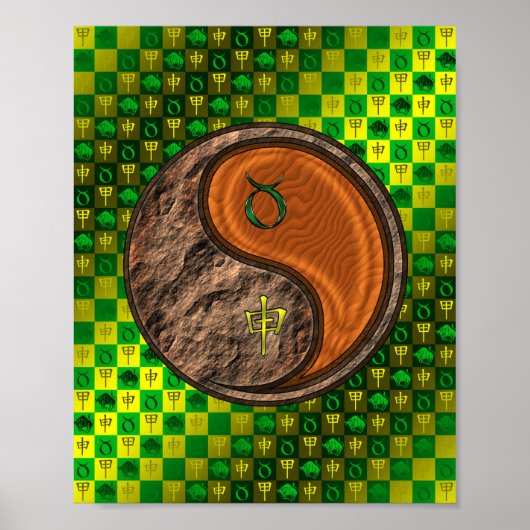 Stier en houten aap poster (Voorkant)
