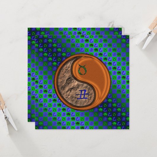 Stier en houtox kaart (Voorkant / Achterkant in situ)