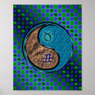 Stier en wateros poster
