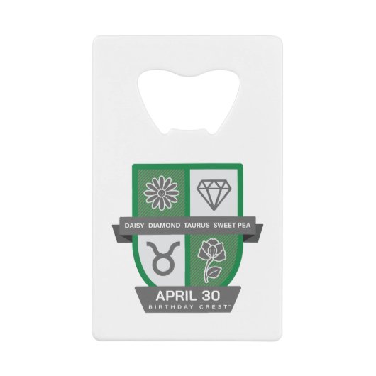 Stier Geboortecrest™ voor 20-30 april Creditkaart Flessenopener (Voorkant)