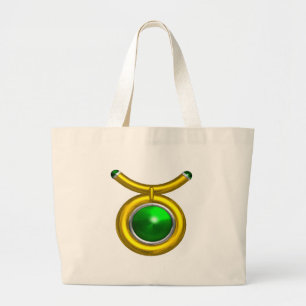 STIER /GOUD, GROENE SMARAGD STERRENBEELD SIERADEN GROTE TOTE BAG