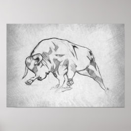 Stier - Grafisch Tekenen Poster