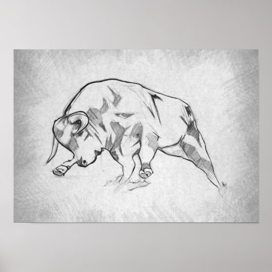 Stier - Grafisch Tekenen Poster (Voorkant)