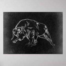 Stier - Grafisch Tekenen Poster