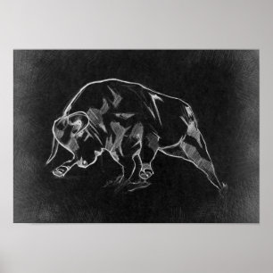 Stier - Grafisch Tekenen Poster