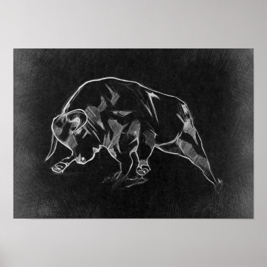Stier - Grafisch Tekenen Poster (Voorkant)