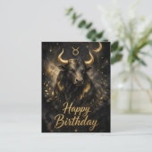 Stier Happy Birthday Sternzeichen Design Briefkaart (Staand voorkant)