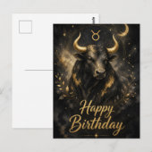 Stier Happy Birthday Sternzeichen Design Briefkaart (Voorkant / Achterkant)